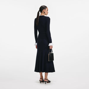 SP VIP PRICE Navy Viscose Knit Midi Dress