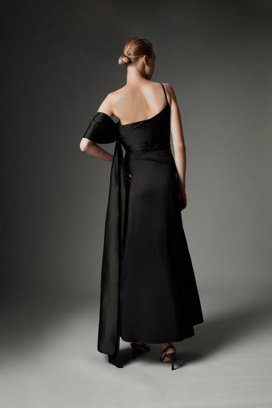 Karen Millen UK SALE Archive Collection - Petite Taffeta Draped Shoulder Prom Dress