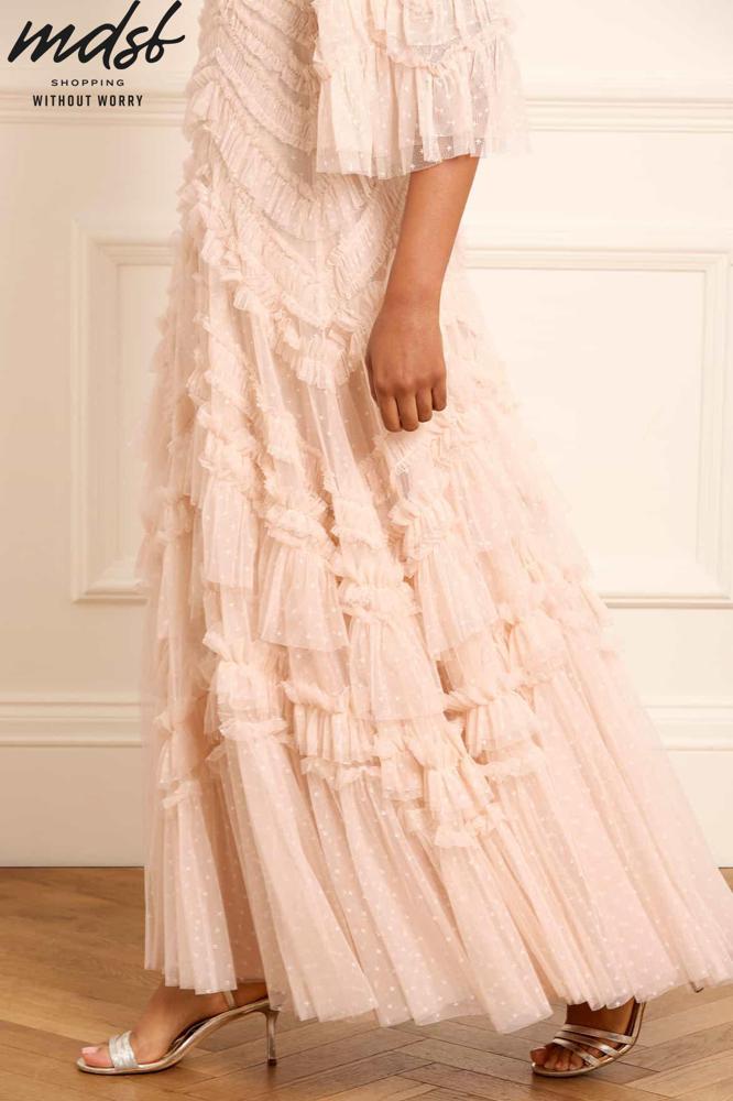Needle & Thread PO and SALE Elia Long Sleeve Gown - beige