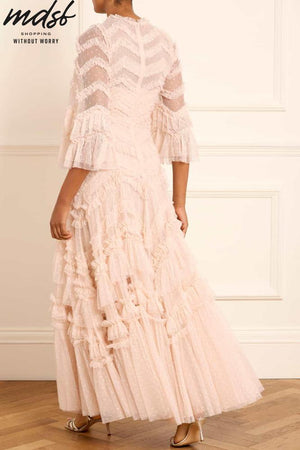 Needle & Thread PO and SALE Elia Long Sleeve Gown - beige
