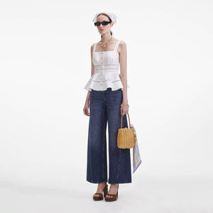 SP VIP PRICE White Linen Peplum Top