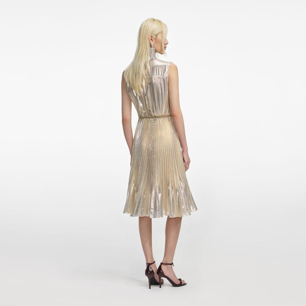 SP VIP PRICE Gold Metallic Sleeveless Midi Dress