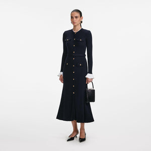 SP VIP PRICE Navy Viscose Knit Midi Dress