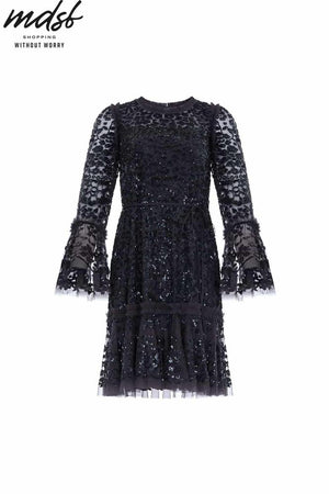 Needle & Thread CHRISTMAS SALE Annie Sequin Tiered Mini Dress - black