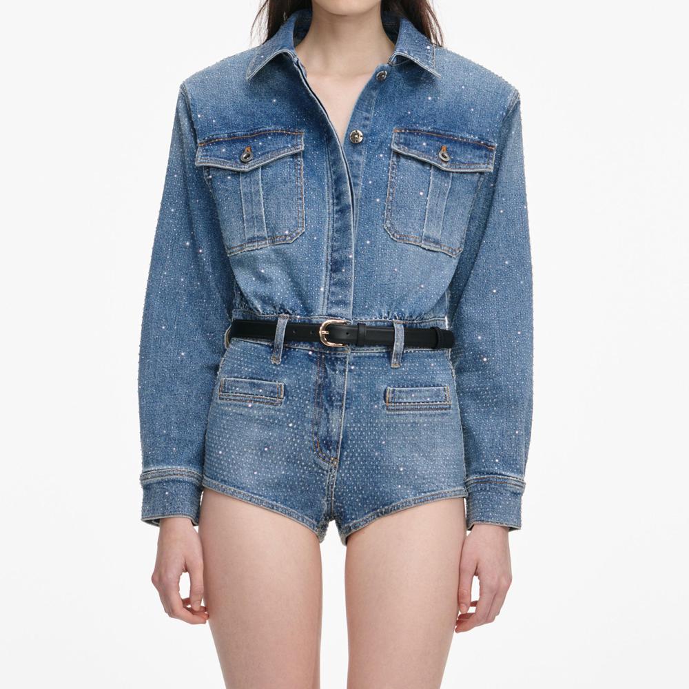 SP VIP PRICE Rhinestone Denim Playsuit