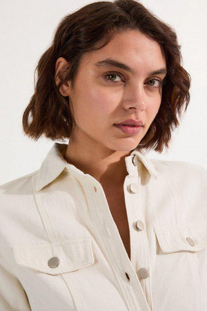 Karen Millen UK SALE Denim Maxi Shirt Dress - cream