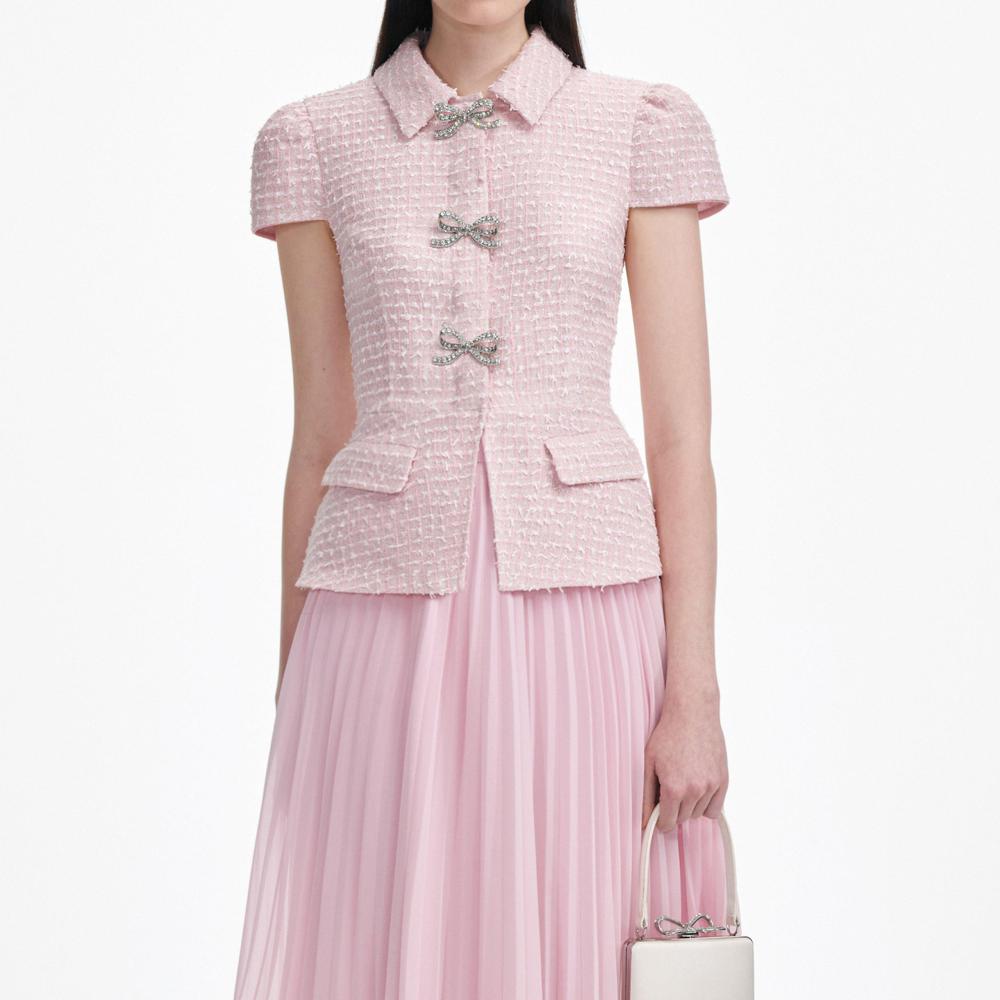 SP VIP PRICE Pink Boucle Midi Dress