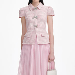 SP VIP PRICE Pink Boucle Midi Dress