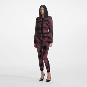 SELF PORTRAIT SS25 VIP PRICE Black And Red Check Cardigan