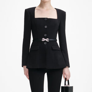 SP VIP PRICE Black Crepe Tailored Top