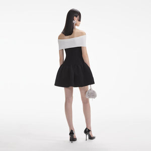 SELF PORTRAIT SS24 Black Knit Bow Mini Dress