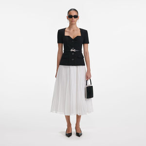 SP VIP PRICE Black Tailored Contrast Chiffon Midi Dress