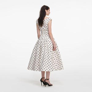SP VIP PRICE Cream Polka Dot Cotton Midi Dress