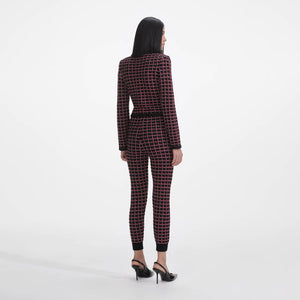 SELF PORTRAIT SS25 VIP PRICE Black And Red Check Cardigan