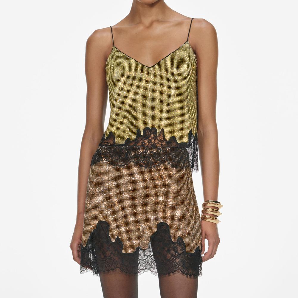 SP VIP PRICE Champagne Crystal Chainmail Top
