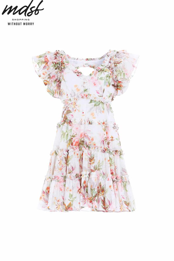Needle & Thread SUMMER SALE Paradise Garden Cotton Backless Micro Mini Dress - multi