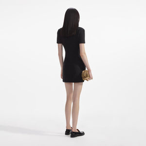 SELF PORTRAIT SS24 Black Jewel Button Knit Mini Dress