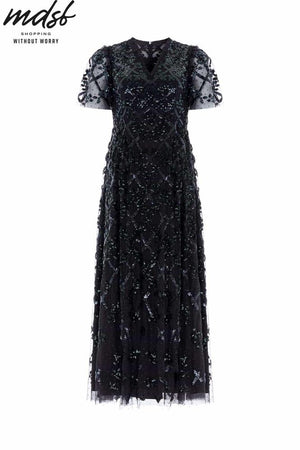 Needle & Thread CHRISTMAS SALE Garden Lattice Ankle Gown - black