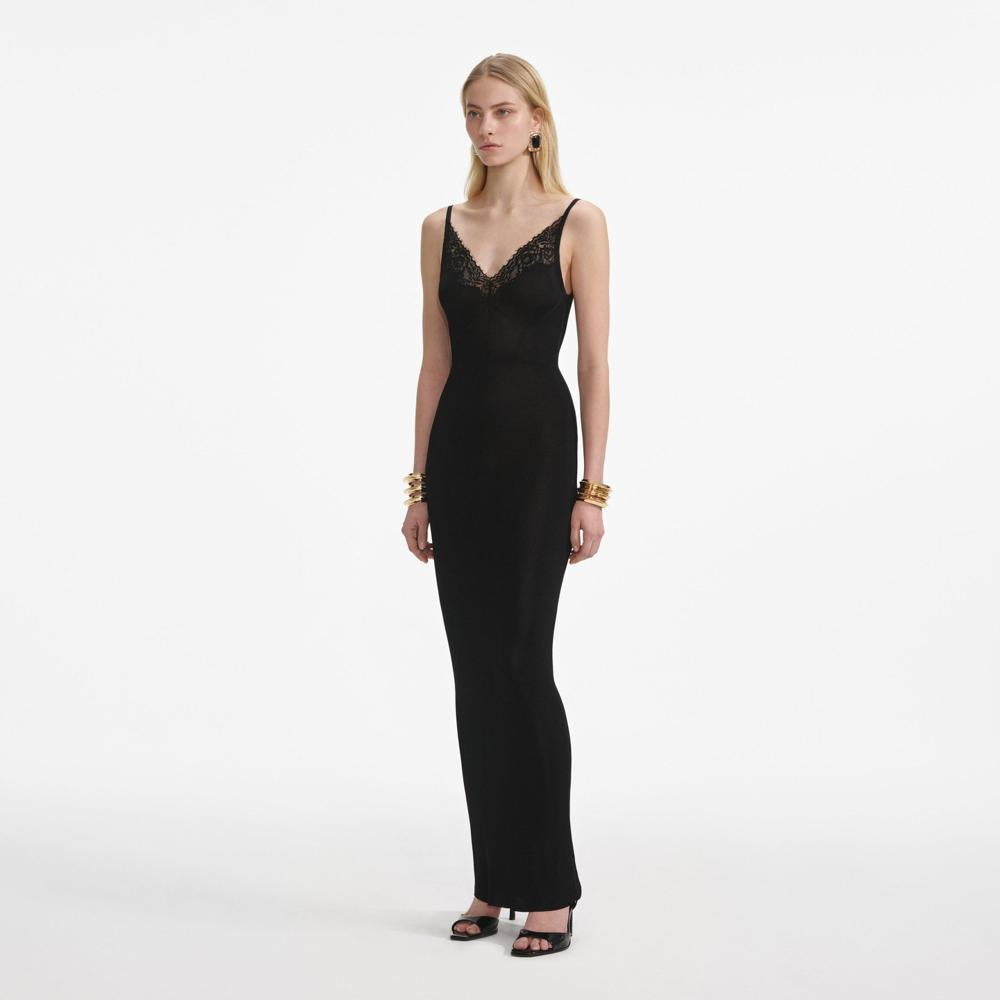 SP VIP PRICE Black Viscose Knit Maxi Dress