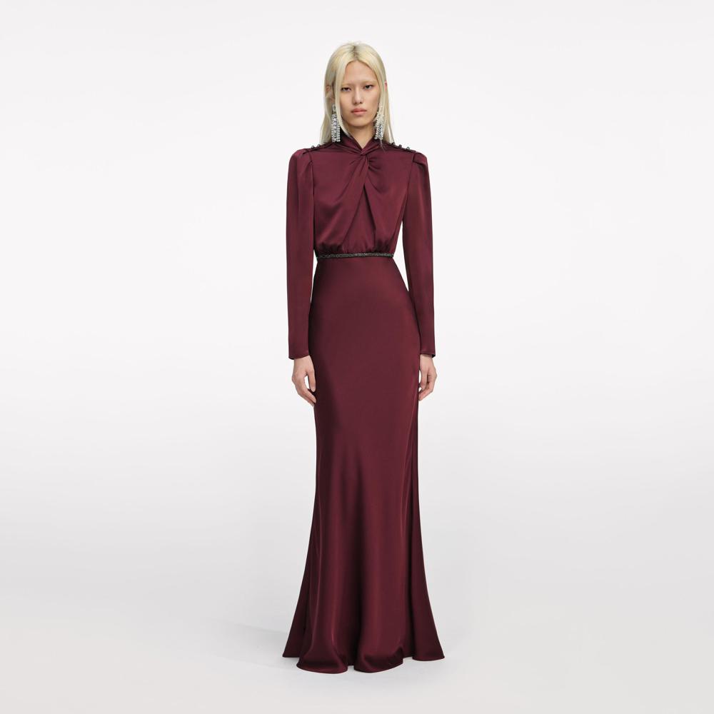 SP VIP PRICE Burgundy Satin Maxi Dress