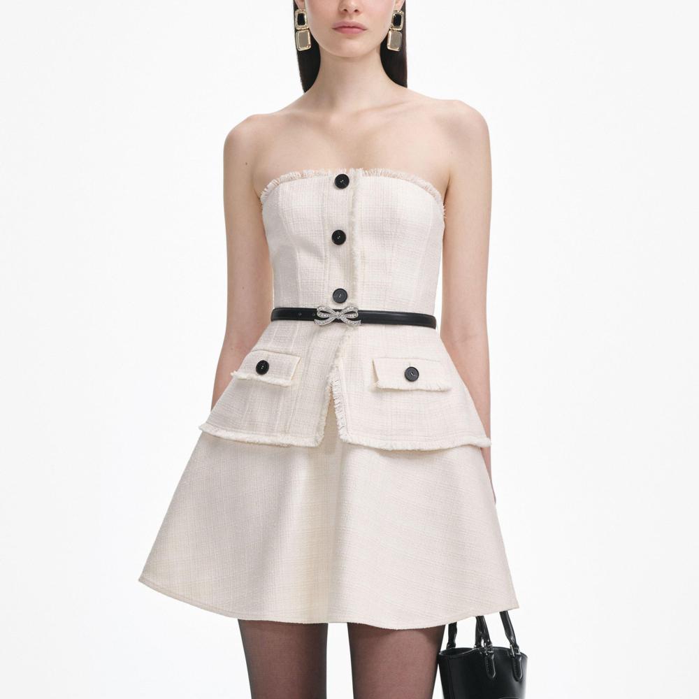 SP VIP PRICE Cream Boucle Bandeau Mini Dress