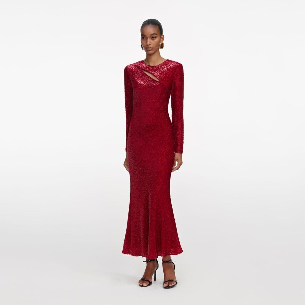 SP VIP PRICE Red Fil Coupe Midi Dress