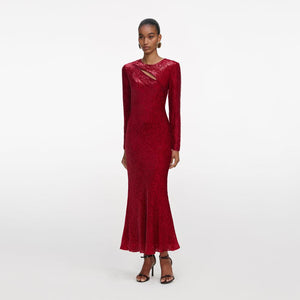 SP VIP PRICE Red Fil Coupe Midi Dress