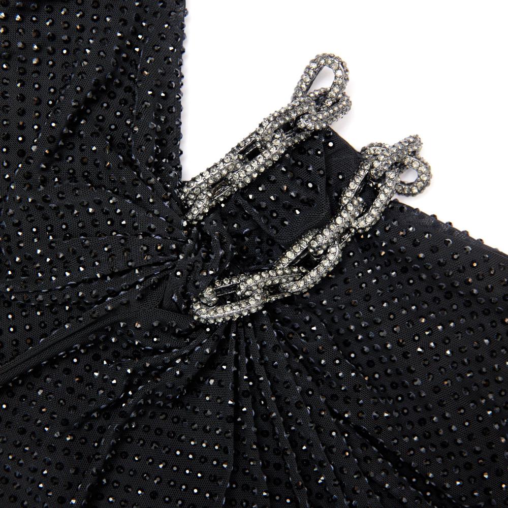 SP VIP PRICE Black Rhinestone Embellished Maxi Dress