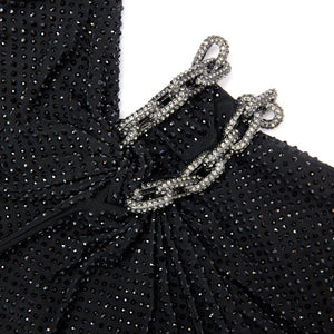 SP VIP PRICE Black Rhinestone Embellished Maxi Dress
