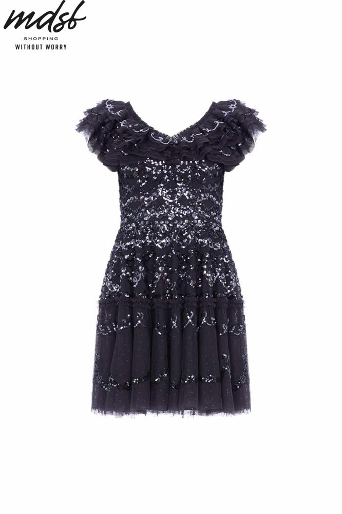 Needle & Thread CHRISTMAS SALE Everthine Micro Mini Dress - black