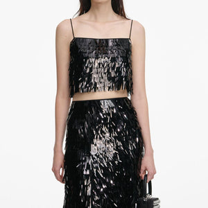 SP VIP PRICE Black Sequin Midi Skirt