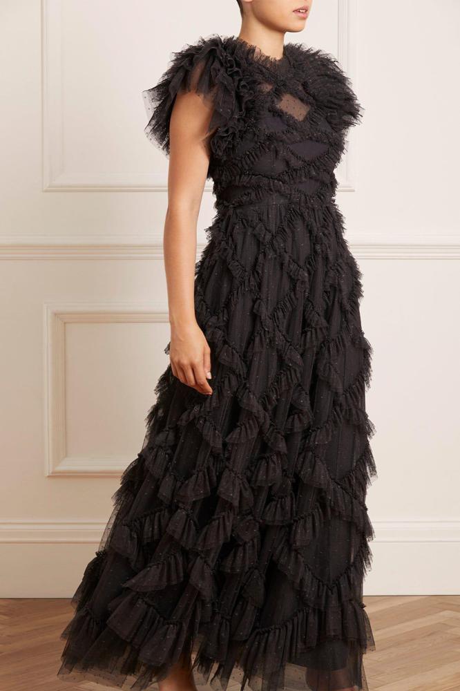 Needle & Thread CYBER SALE Genevieve Ruffle Gown - black