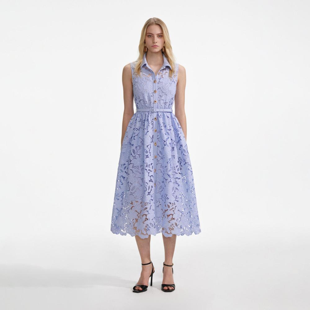 SP VIP PRICE Blue Lace Sleeveless Midi Dress
