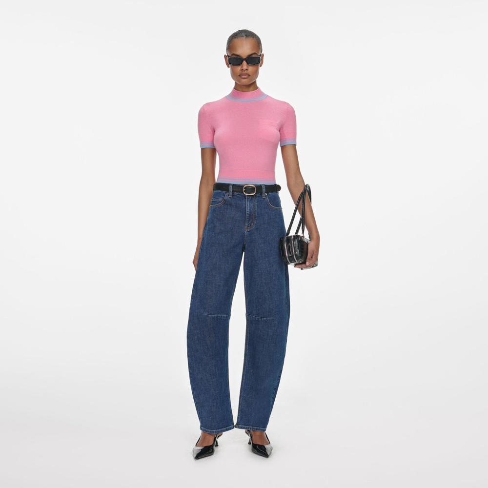 SP VIP PRICE Pink Contrast Stripe Knit Top