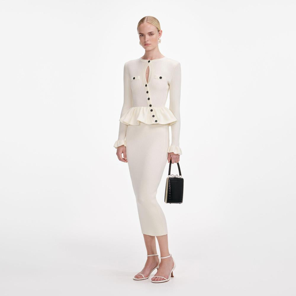 SP VIP PRICE Cream Asymmetric Knit Midi Dress
