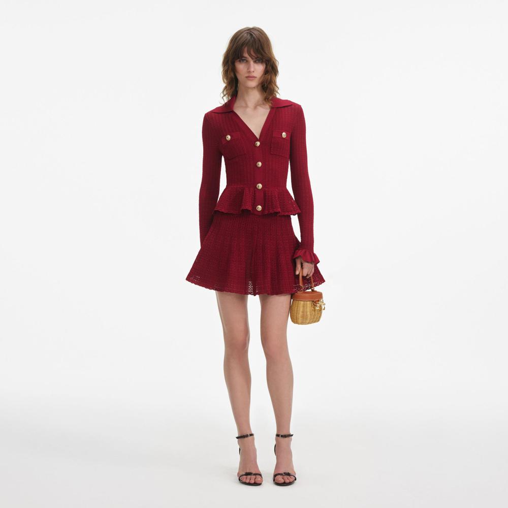 SP VIP PRICE Burgundy Pointelle Knit Mini Dress