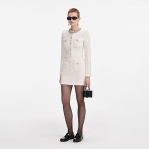 SP VIP PRICE Cream Textured Knit Mini Skirt