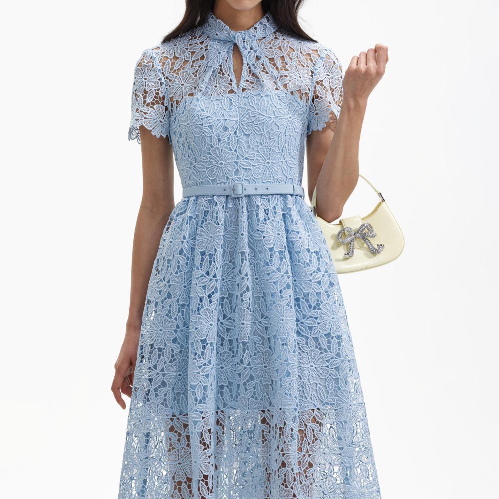 SELF PORTRAIT BLACK FRIDAY SALE Blue Lace Keyhole Midi Dress