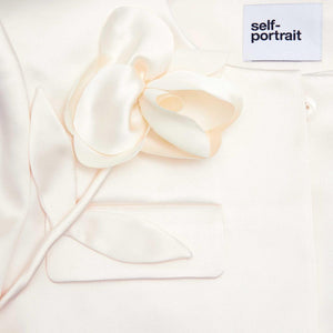 SELF PORTRAIT SS24 Cream 3D Flower Satin Jacket