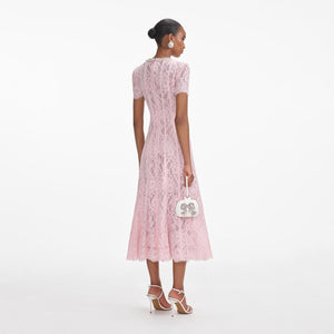 SELF PORTRAIT SS24 Pink Lace Embellished Midi Dress