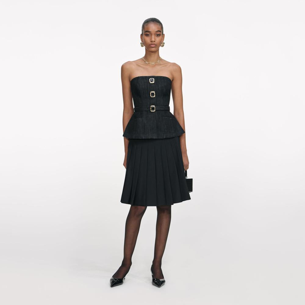 SP VIP PRICE Black Denim Bandeau Top