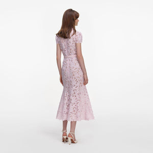 SP VIP PRICE Pink Guipure Lace Midi Dress