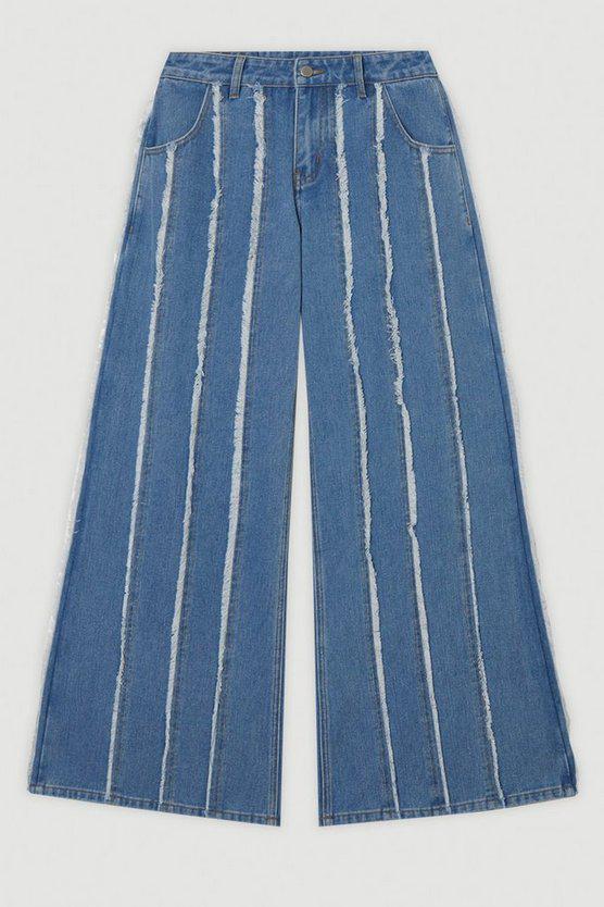 Karen Millen UK SALE Petite Denim Tassel Detail Wide Leg Jeans