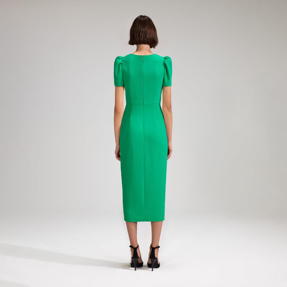 SELF PORTRAIT BLACK FRIDAY SALE Green Crepe Midi Dress