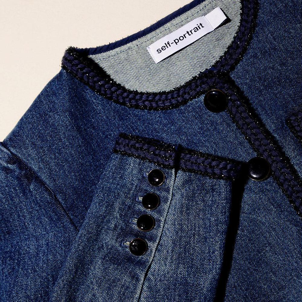 SELF PORTRAIT BLACK FRIDAY SALE Braid Detail Denim Jacket