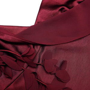 SP VIP PRICE Burgundy Satin Flower Midi Dress