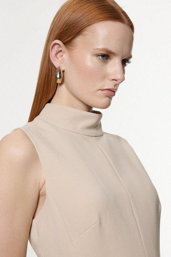 Karen Millen UK SALE Tall Compact Stretch Essential High Low Midi Dress