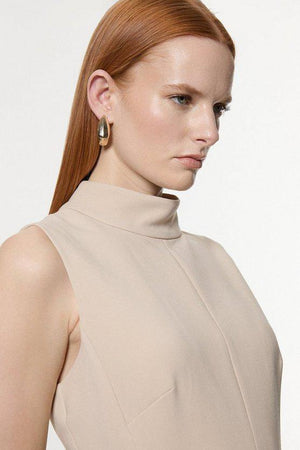 Karen Millen UK SALE Tall Compact Stretch Essential High Low Midi Dress