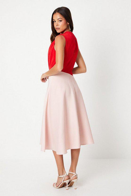 Karen Millen UK SALE Colour-block Sleeveless Crepe Midi Dress