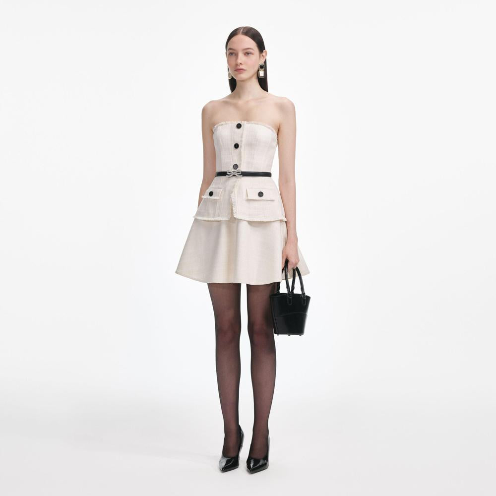 SP VIP PRICE Cream Boucle Bandeau Mini Dress